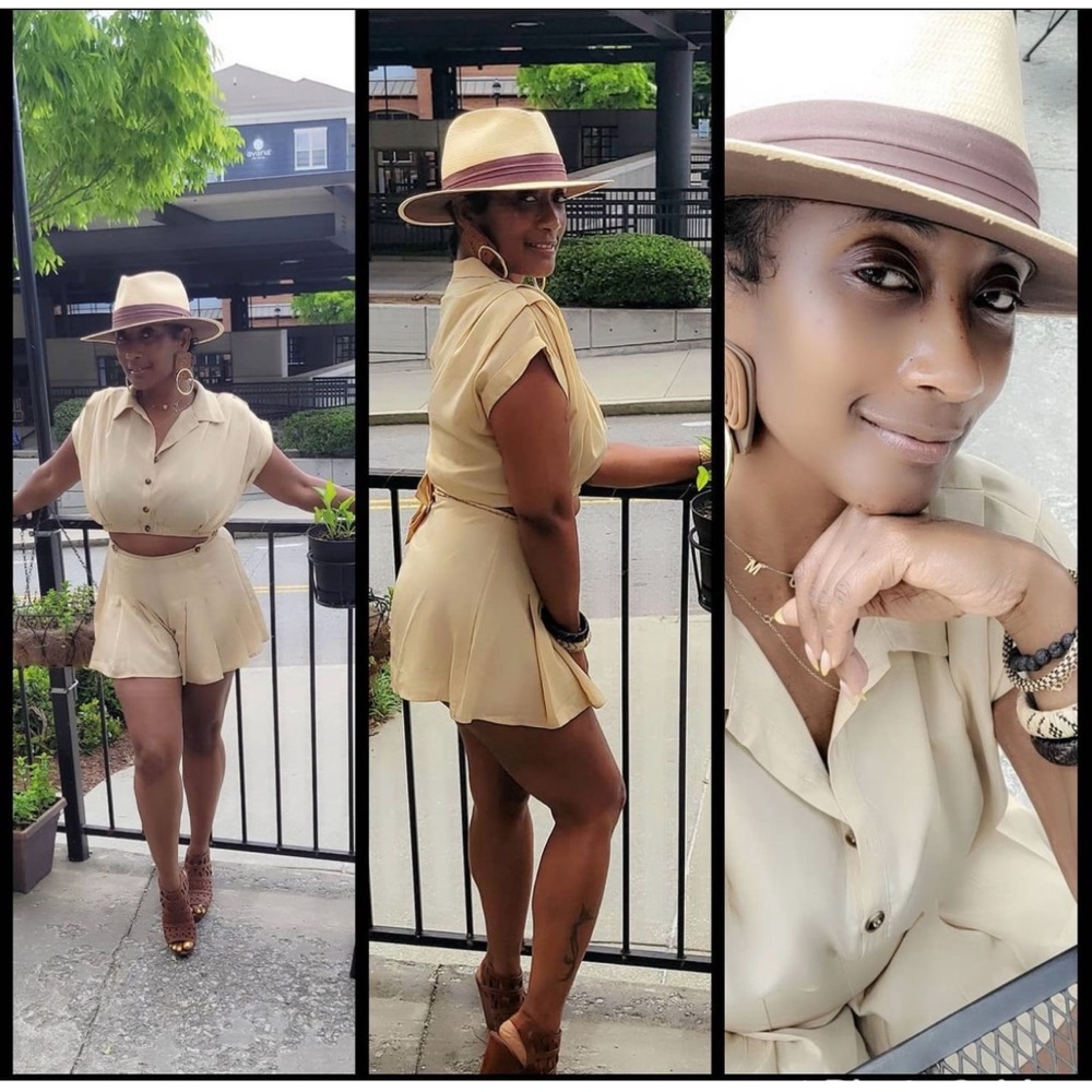 Beige Two-Piece Crop Top & Short Set